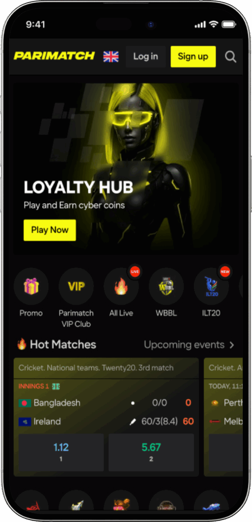 Screenshot Parimatch Mobile App