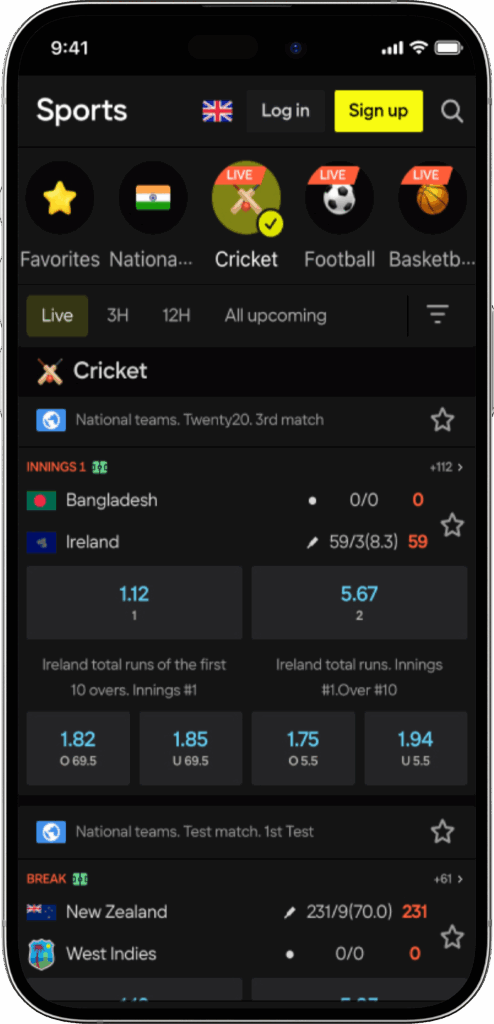 Screenshot Parimatch Mobile App
